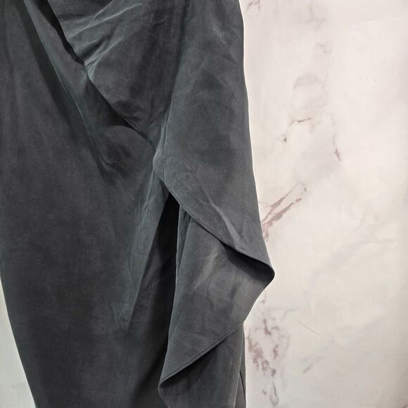 In Ad Minus Dress Womens 4 Small Black Silk Mini Asymmetric Shift Ruffle LBD - Picture 12 of 16